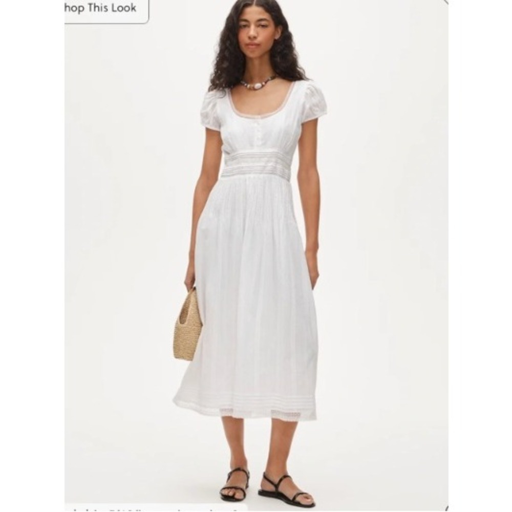 NEW J.Crew Midi Dress Size 6 White Cottagecore Coastal Boho Peseant Dress